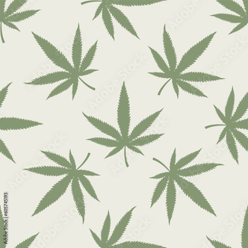 Cannabis seamless pattern. Marijuana leaves hemp background. Vector