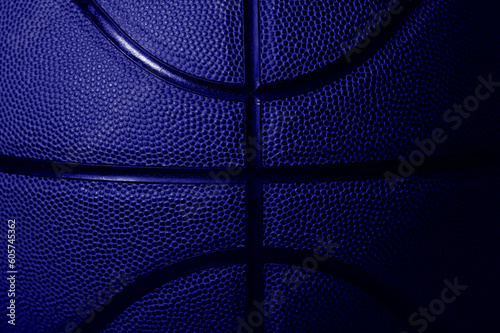 Closeup detail of blue basketball ball texture background. Horizontal sport theme poster, greeting cards, headers, website and app © Augustas Cetkauskas