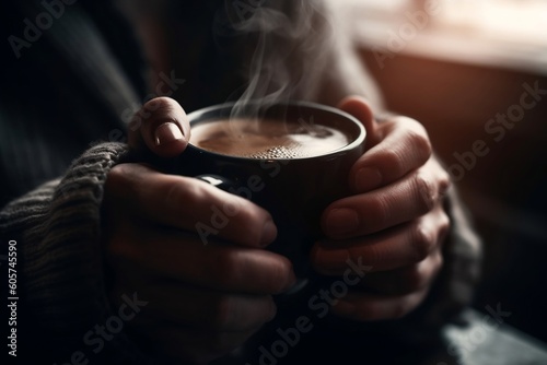Photographie person holding coffee cup