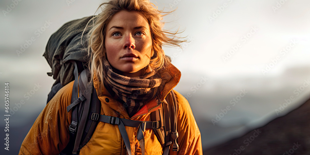 brave female mountain guide, woman in profession, Generative AI brave female mountain guide, woman in profession, Generative AI