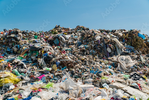Landfill outside the city. Pollution concept
