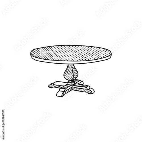 Round Table Elegant Line Art Creative Logo © Zubet