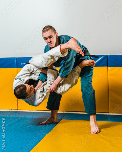 Brazilian jiu-jitsu and grappling training for men in a self-defense gym