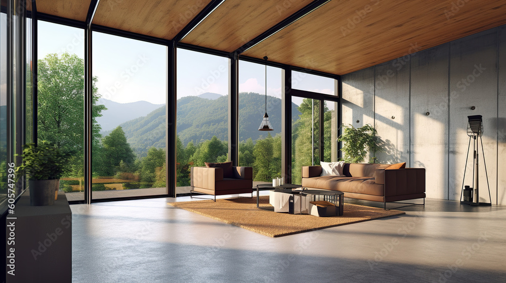 Interior of a house made of shipping containers. Interior of a house made of shipping containers.