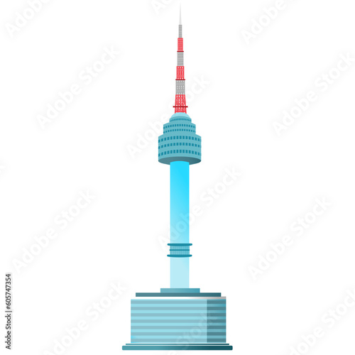 Illustration of Namsan tower in South Korea by drawing