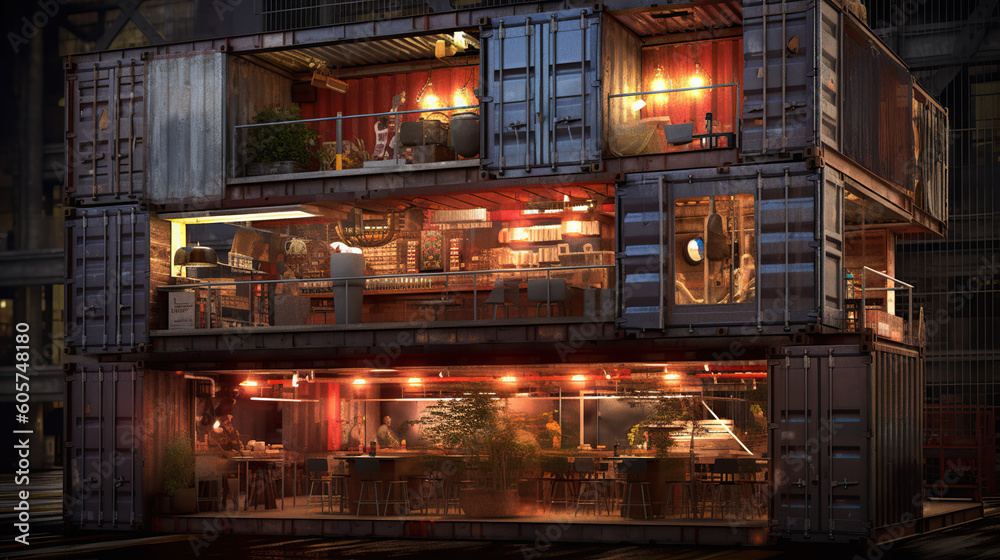 Bar made with shipping container. Bar made with shipping container.