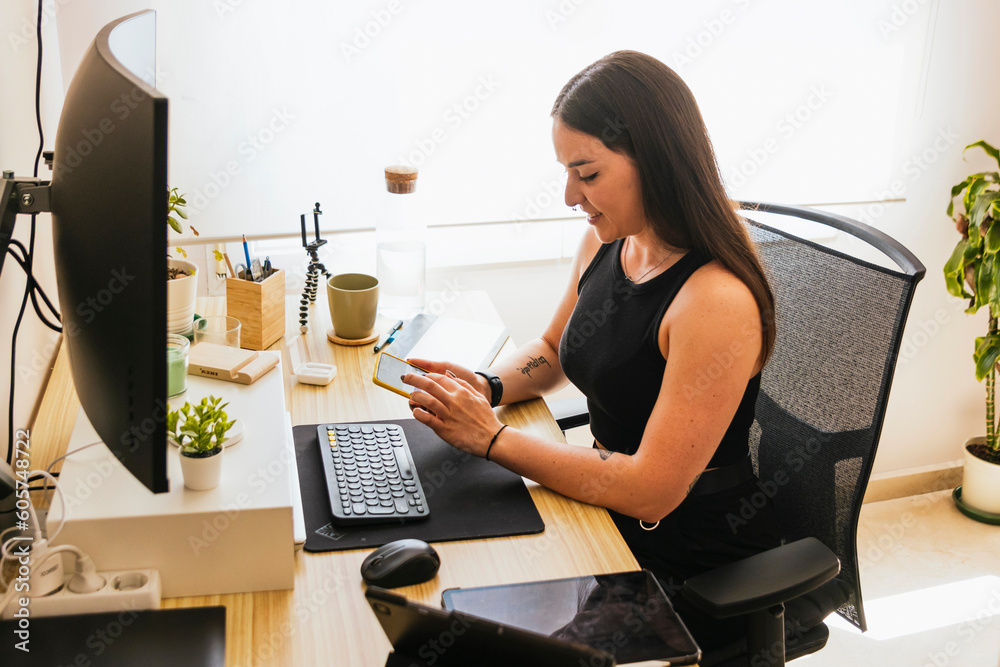 Computer Programmer Woman. Coffee and Code: Productive Female Programmer Nailing Remote Work Computer Programmer Woman. Coffee and Code: Productive Female Programmer Nailing Remote Work