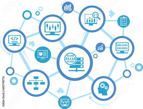 Data science banner web icon for Computer Science and insight, Ai, Big Data, algorithm, analyze, Statistic, knowledge, Deep and machine learning. minimal vector infographic concept.