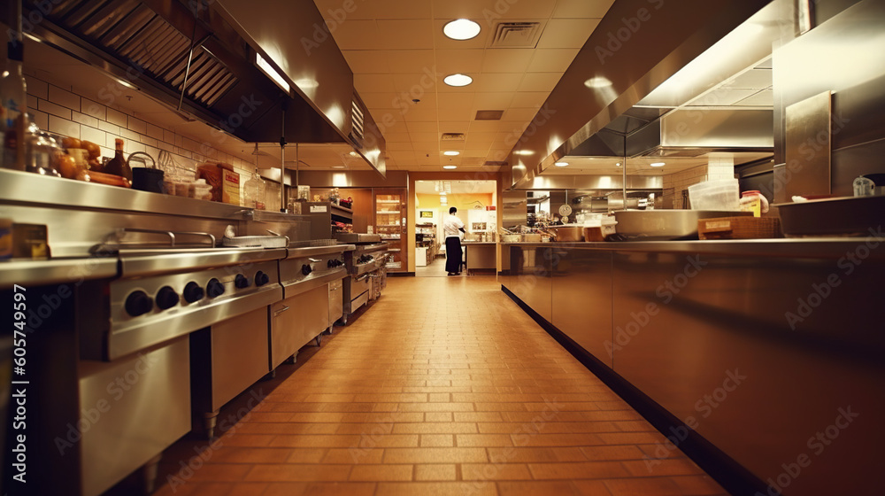 huge restaurant kitchen. space for text.