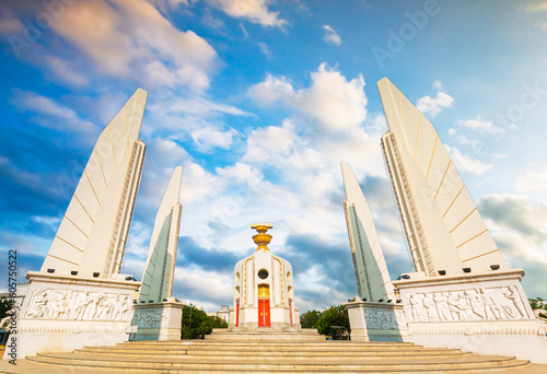 Democracy Monument Thailand,Democracy monument with blue sky in Bangkok, Thailand photo