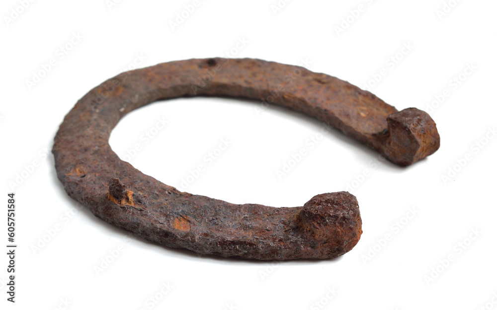 Old, rusty horseshoe isolated on white background Old, rusty horseshoe isolated on white background