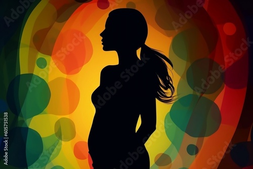 silhouette of a girl with a rainbow