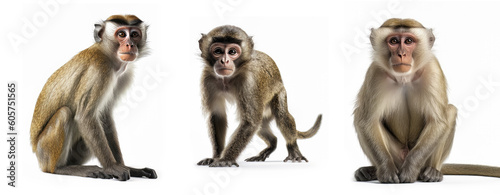 Group of monkey isolated on white background, Generative AI