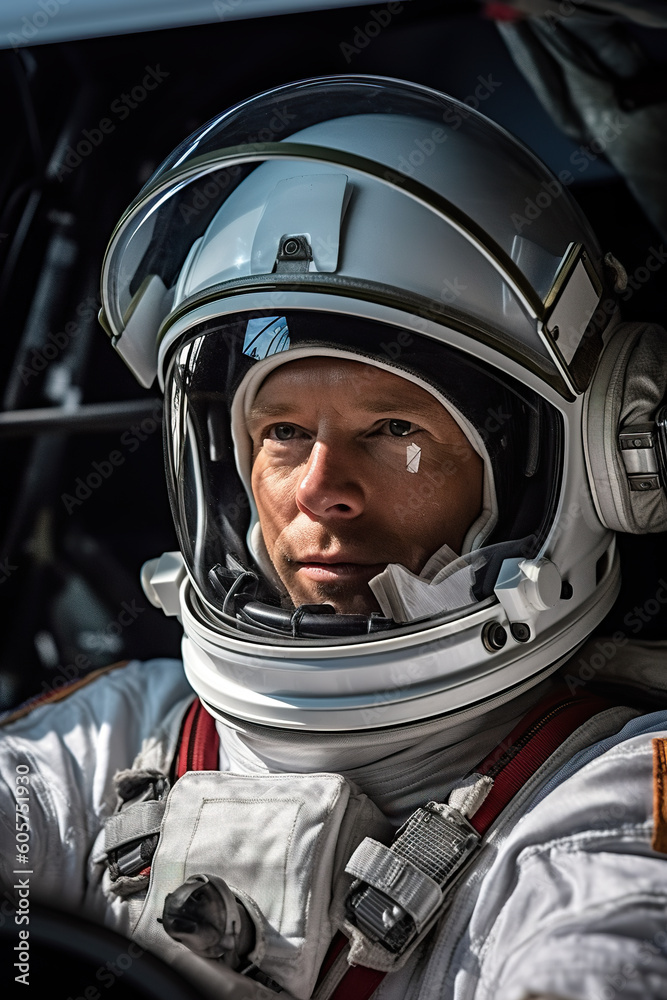 A close up of a person in a space suit. Generative AI. A close up of a person in a space suit. Generative AI.