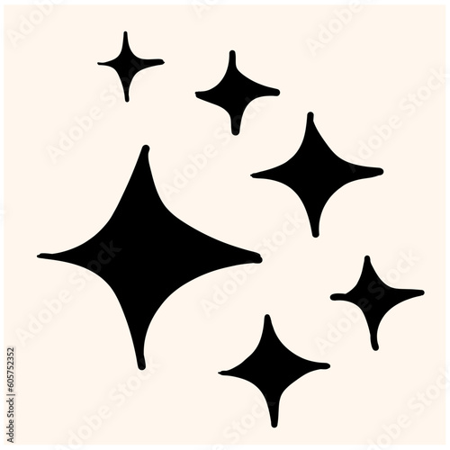 winking star. Shining icon  Clean star icon. isolated on cream background. vector illustration