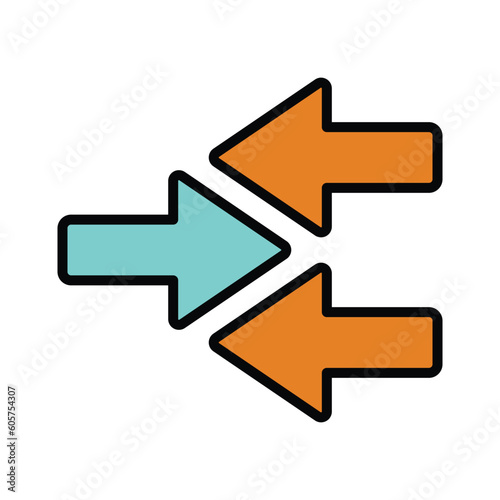 Against, arrow, averse icon.