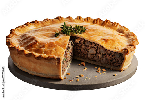 Tourtière on transparent background. Generative AI.