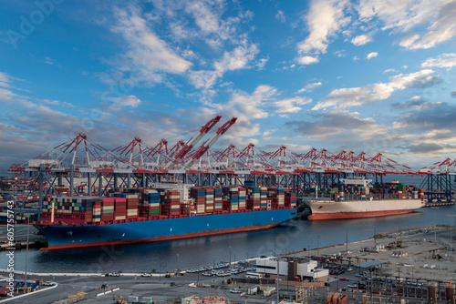 Container ships in the Port of Long Beach