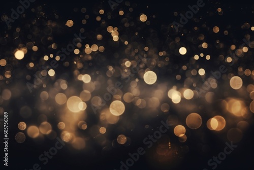 A black background with gold bokeh lights