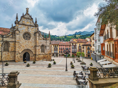 Balmaseda cathedral and square,  Bizkaia, Spain.