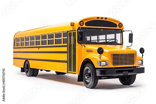 New modern school bus isolated on white background. Generative AI