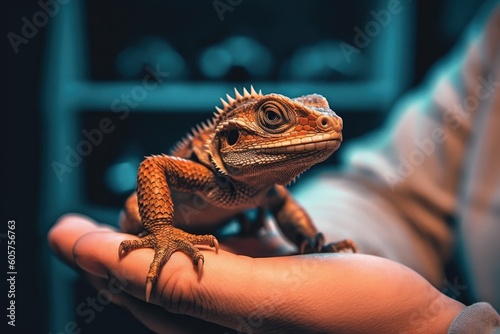 Connecting with Nature: Person Holding and Presenting a Captivating Reptile