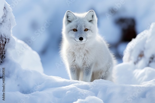 Arctic Fox in Winter Wonderland: Enchanting Image of a Fox Thriving in a Snowy Island Habitat © Arthur