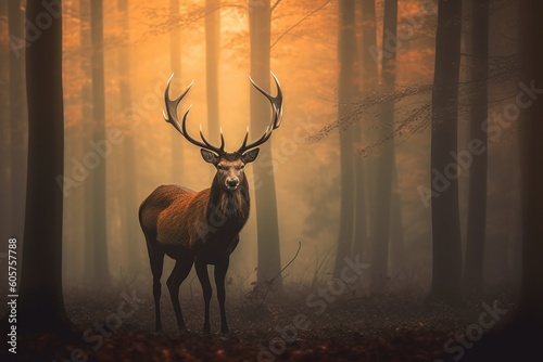 Graceful Stag Amidst the Serene Beauty of the Forest © Arthur