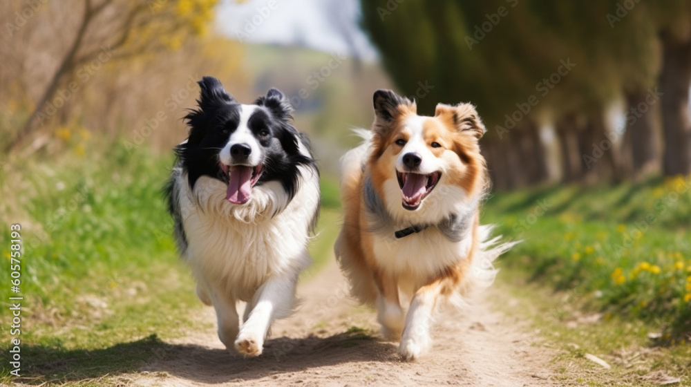 border collie dog spring portrait in green fields border collie dog spring portrait in green fields