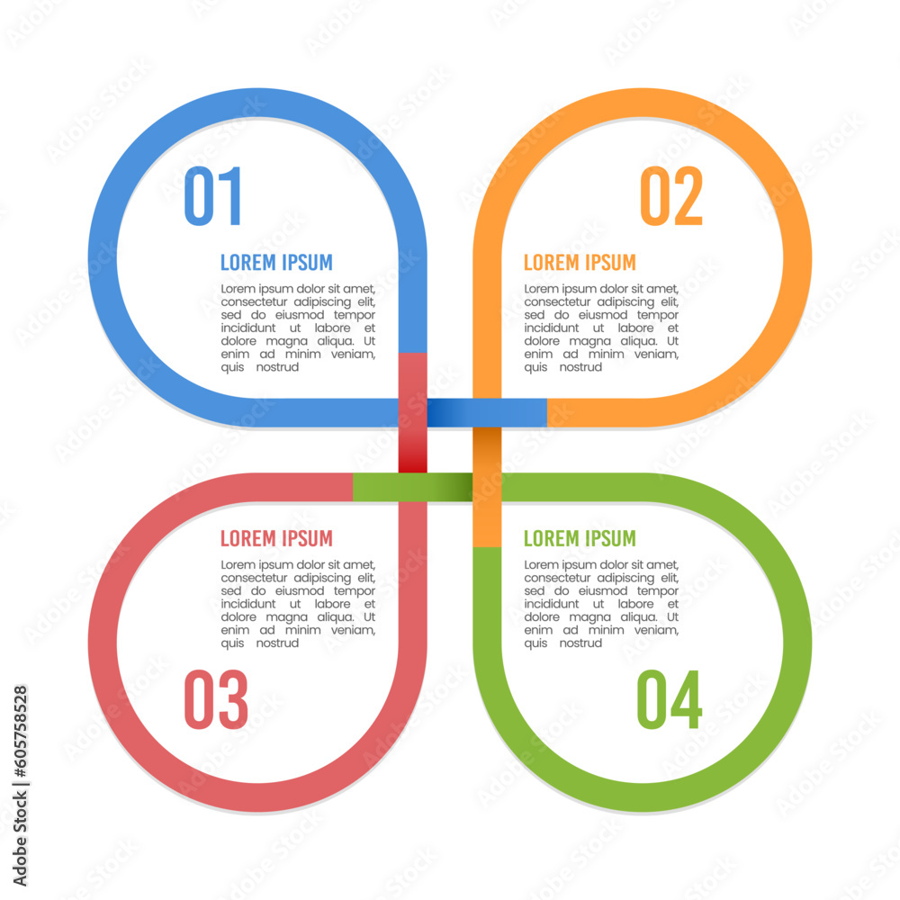 Infographic cycle template 4 options. Vector illustration. Stock Vector ...