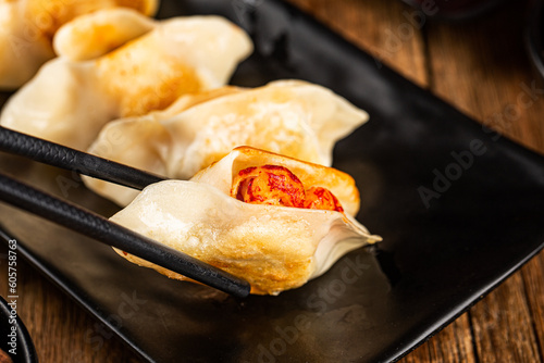 Fried dumplings with crayfish filling photo