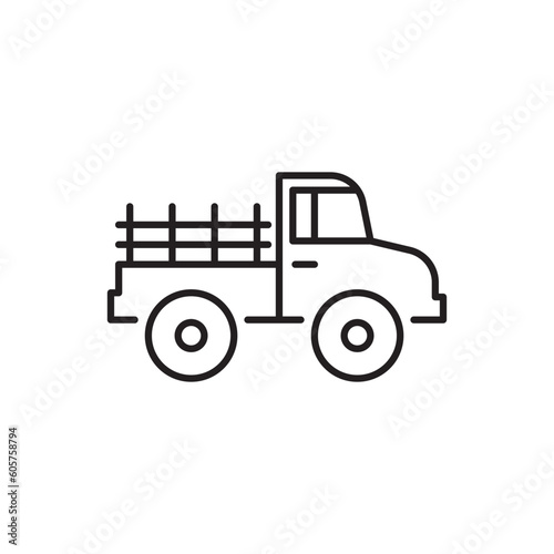 Farmer pickup truck line icon. Editable stroke