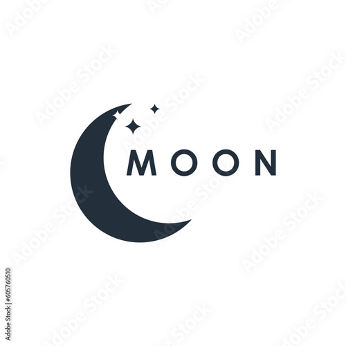 Crescent Moon Logo Template in Flat Style