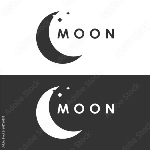 Crescent Moon Logo Template in Flat Style