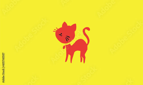 funny pussy cat vector logo template