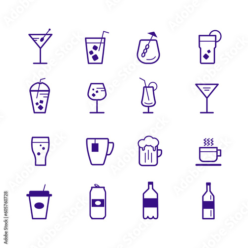  modern
set of drinks icons