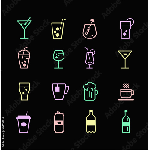  modren icons set of drinks