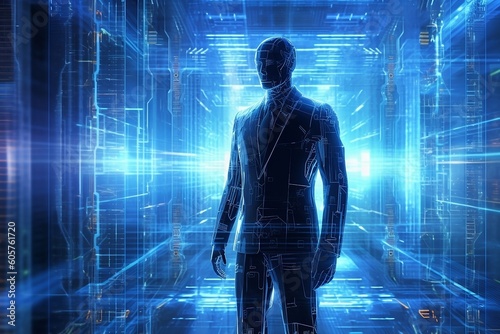 Man and technology background - Generative AI © Yusuf Salleh