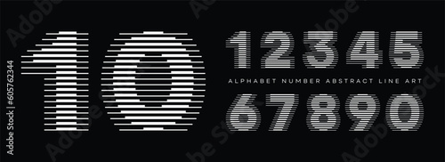 Number Font with Abstract Line Pattern