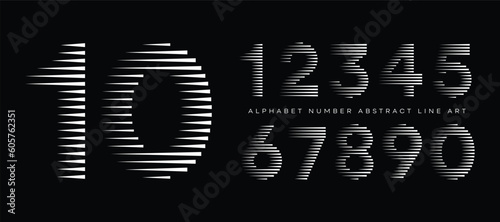 Number Font with Abstract Line Pattern