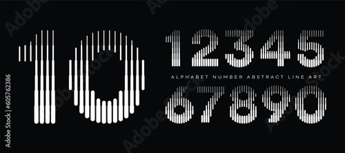 Number font with abstract geometric rounded vertical lines