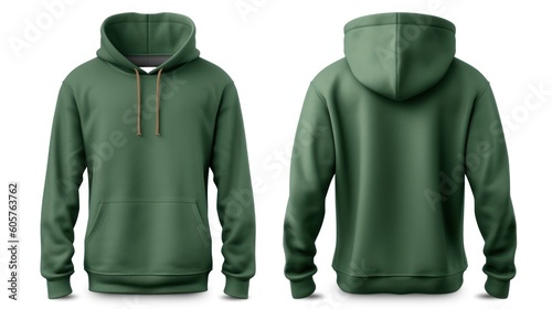 Blank green male hoodie sweatshirt long sleeve. Generative ai