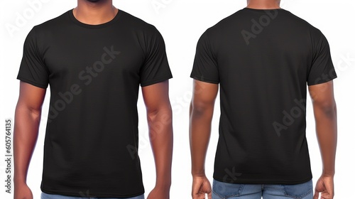 Wallpaper Mural Black t shirt front and back view. Generative ai Torontodigital.ca