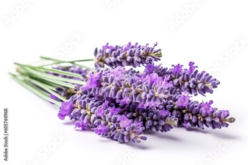 Beautiful lavender flowers on white background.