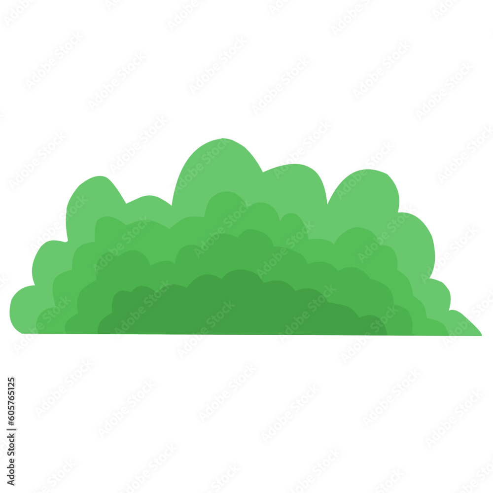 Cartoon Green Bushes Isolated On White Background 