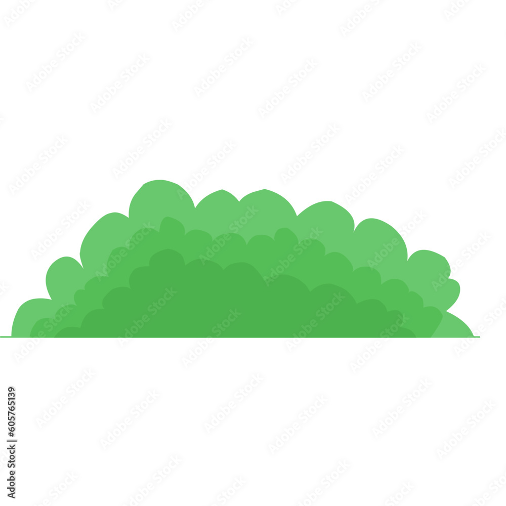 Cartoon Green Bushes Isolated On White Background 