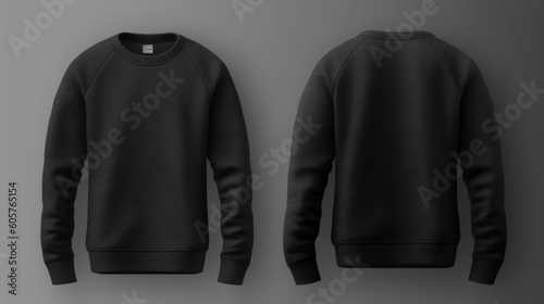 Blank black male hoodie long sleeve. Generative ai