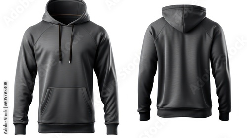 Blank black male hoodie sweatshirt long sleeve. Generative ai