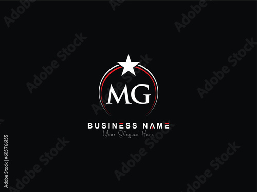 Simple MG Circle Logo, Lettering Mg gm Logo Letter and Star Design
