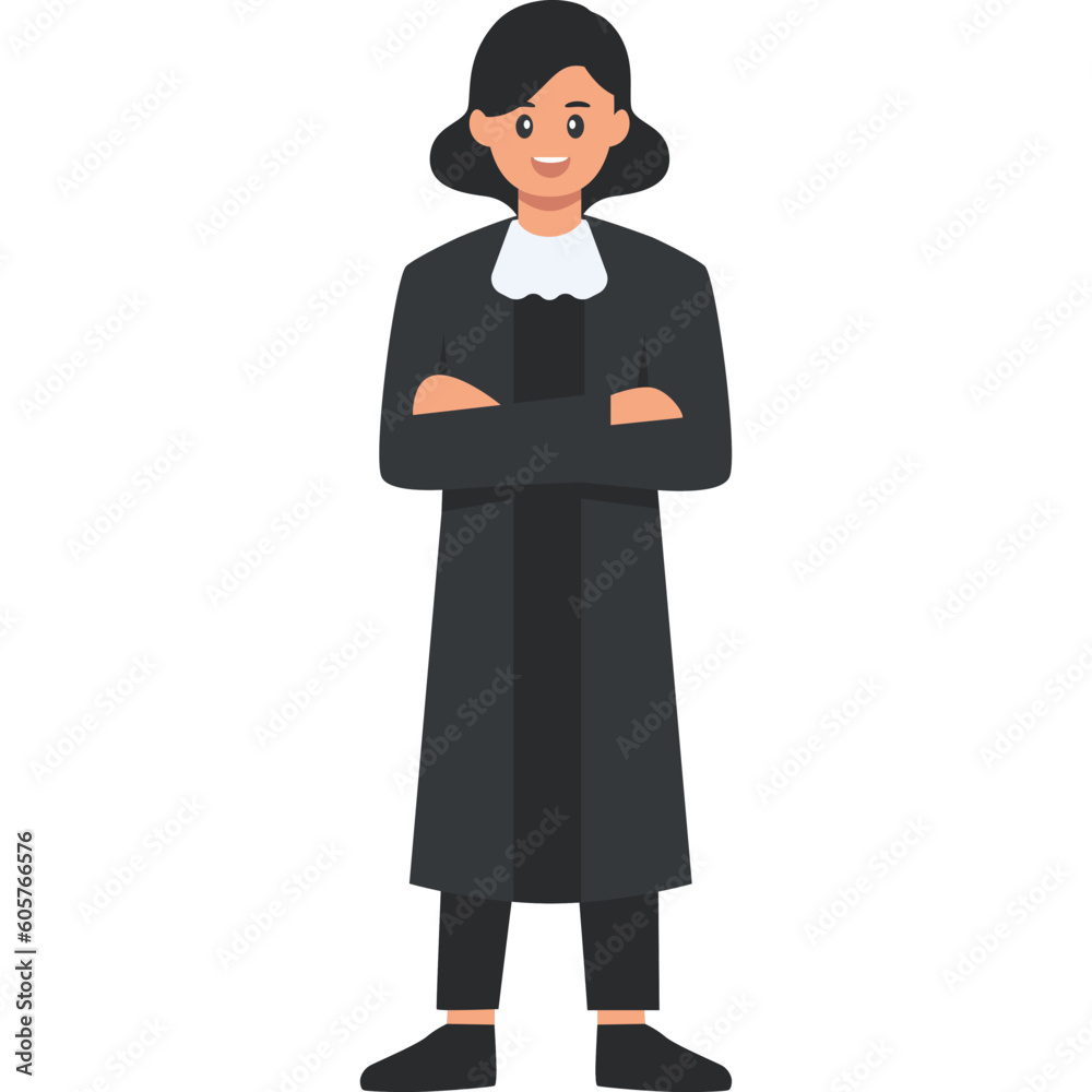 Folding Arm Female Judge Illustration Folding Arm Female Judge Illustration
